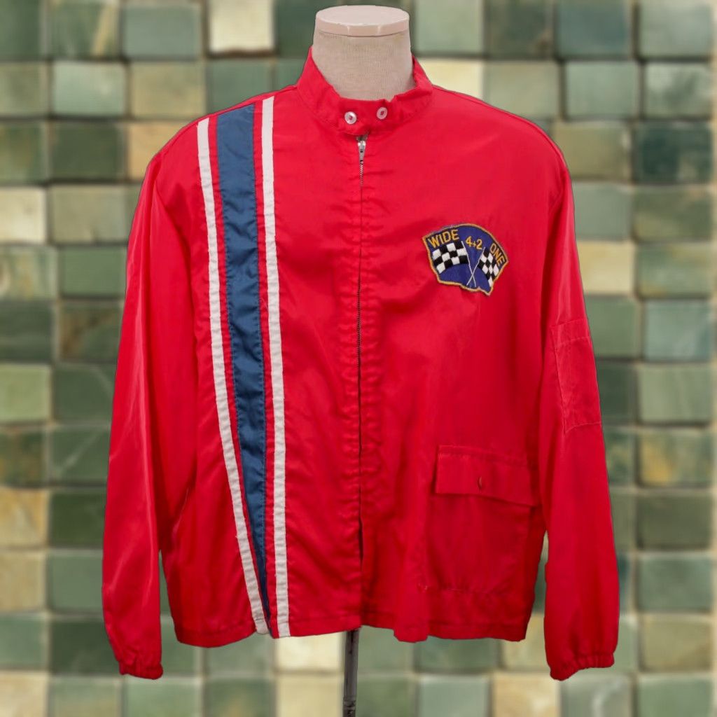 Vintage VTG Men's VTG 70s Red Western Auto Cafe Racer Nylon Jacket Sz XL 1970s Swingster's Jacket XL Red 70s Swingster's VTG Mens Size US XL / EU 56 / 4 - 1 Thumbnail