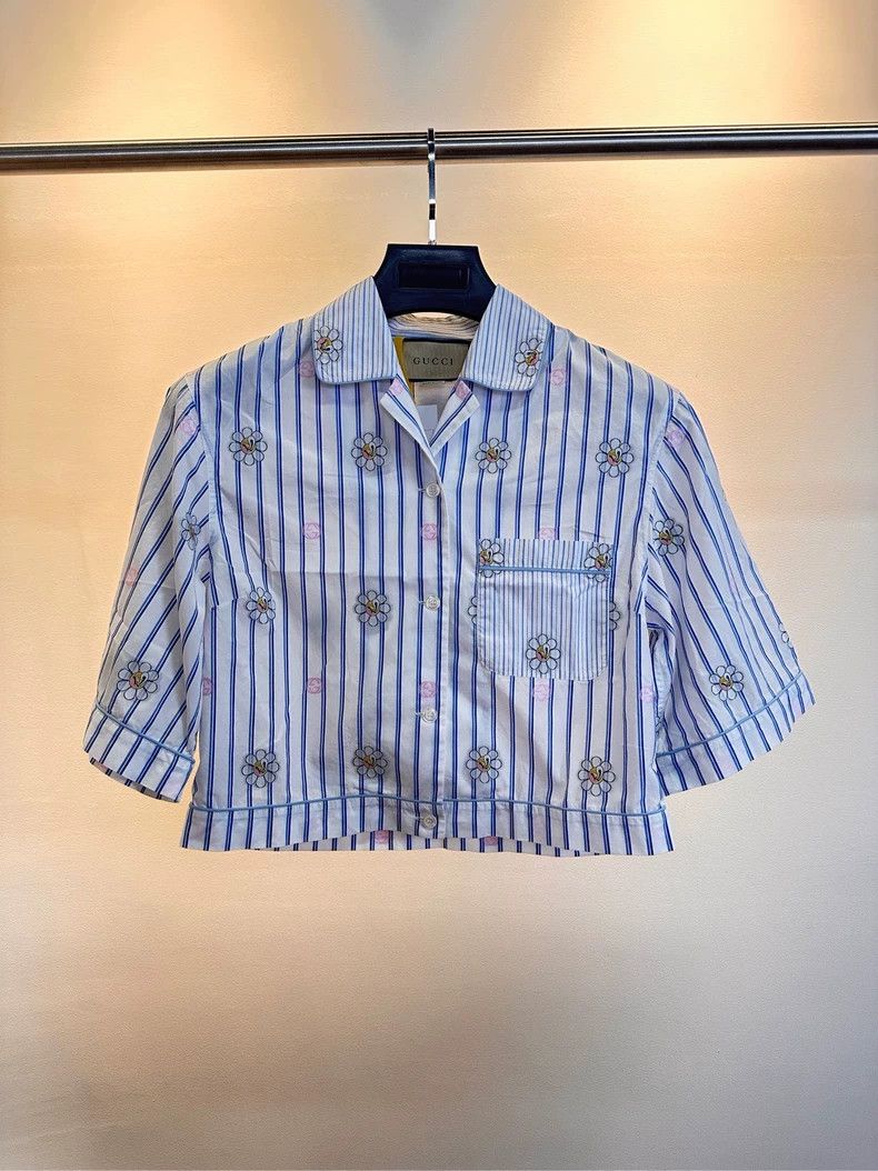 Gucci Gucci Striped Floral Short Sleeve Shirt Size US M / EU 48-50 / 2 - 1 Thumbnail