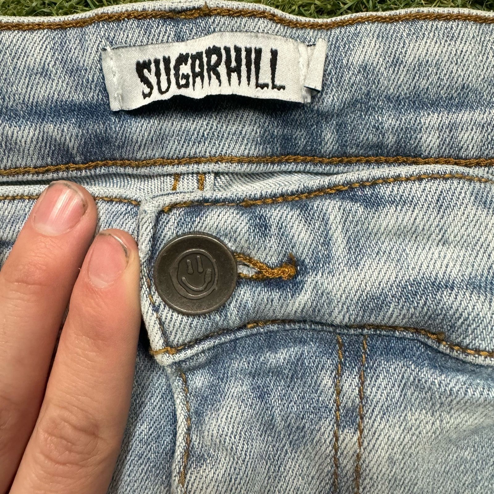 Levi's Sugar Hill Y2K Streetwear Light Blue Wash Print Denim Jeans Size US 33 - 6 Thumbnail