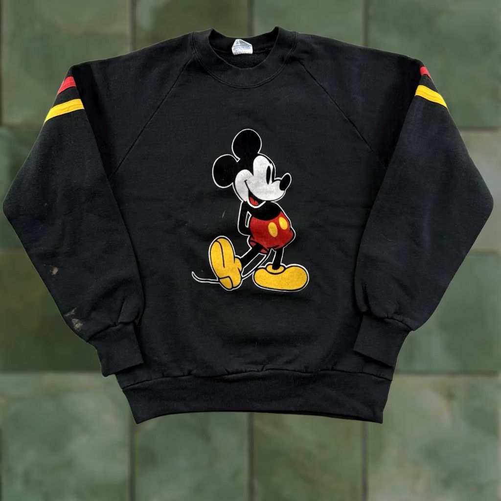 Disney VINTAGE Disney Mickey Mouse Sweatshirt Adult Medium Black 80s Cartoon Raglan USA Shirt Mens Size US M / EU 48-50 / 2 - 1 Thumbnail