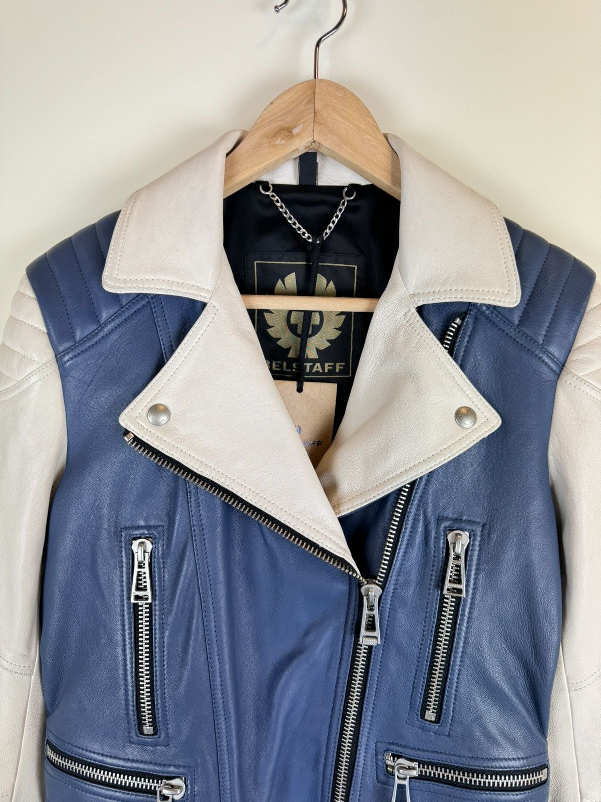 Belstaff Belstaff Devyn Bicolor blue white leather biker jacket RARE Size S / US 4 / IT 40 - 20 Thumbnail