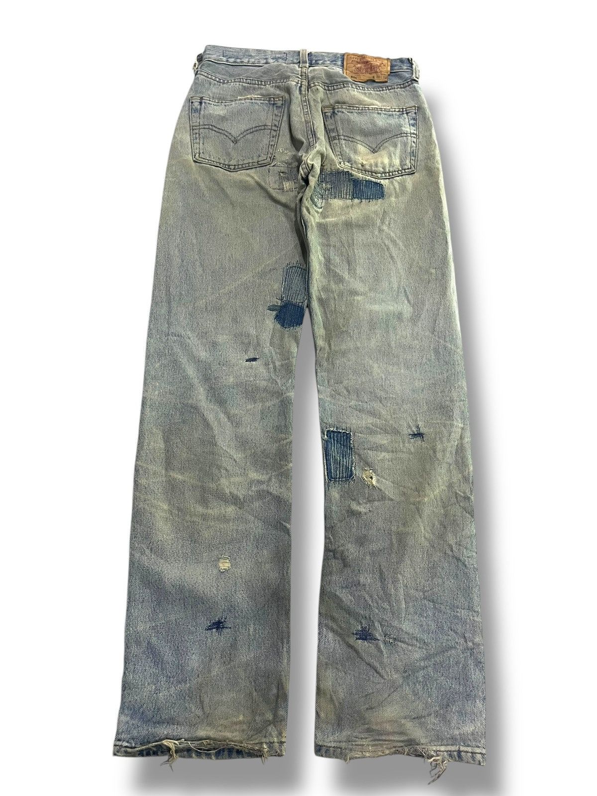 Levi's GRUNGE🤘🏼 VINTAGE LEVIS ARTE POVERA PATHWORK DISTRESSED DENIM Size US 29 - 14 Thumbnail