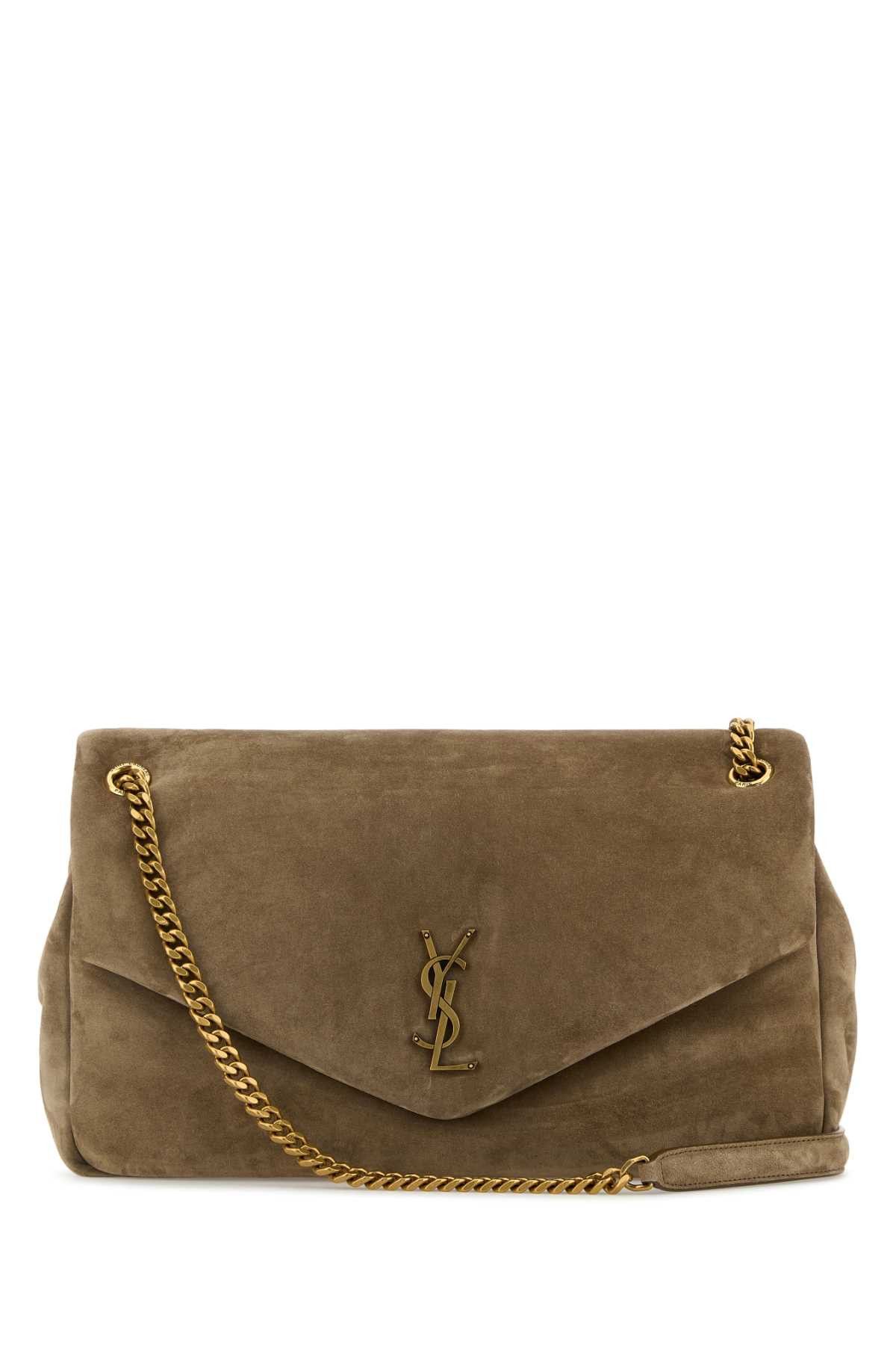 Saint Laurent Paris Dove Grey Suede Leather Large Calypso Shoulder Bag Size ONE SIZE - 1 Thumbnail