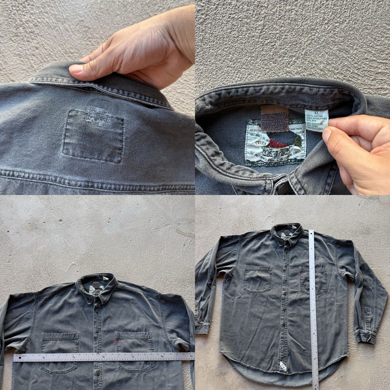 Levi's Levi's Shirt Denim Button-Up XL Black Western Cowboy Rodeo Classic Mens Size US XL / EU 56 / 4 - 8 Thumbnail