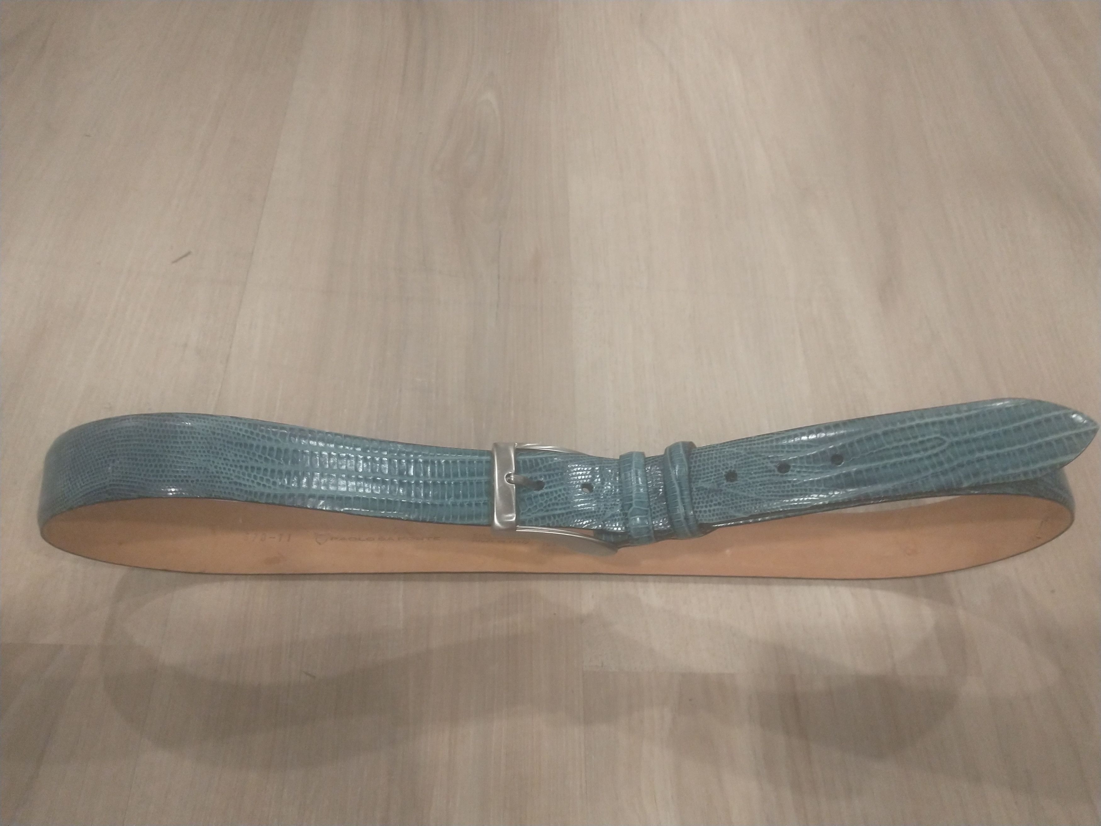 Paolo Gucci Very hard to find leather men's belt blue black snakeskin Size 40 - 1 Thumbnail