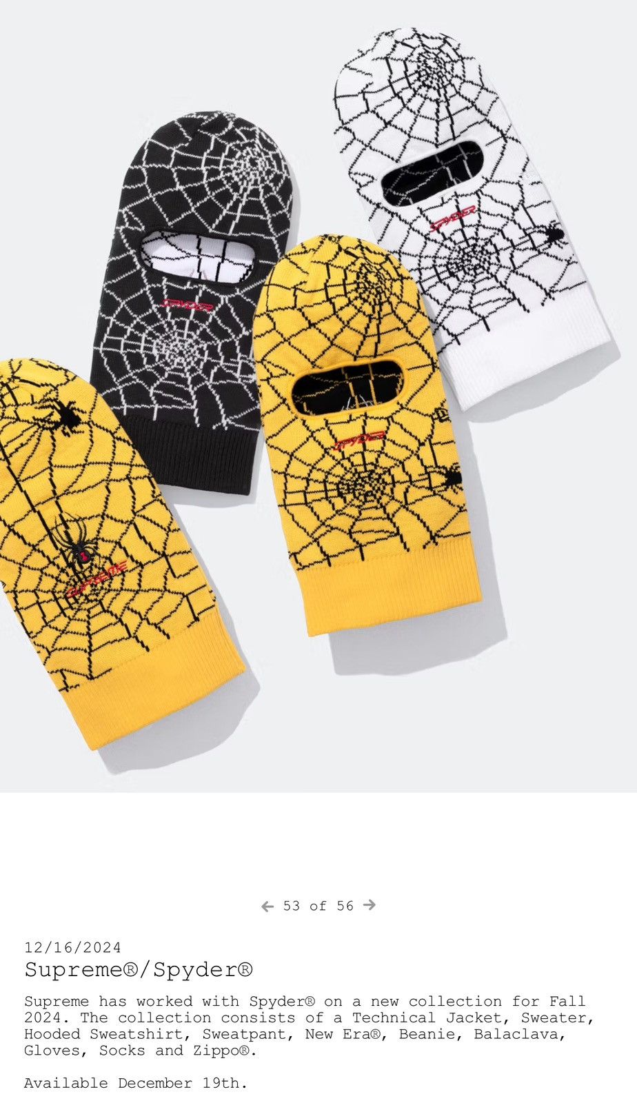 Supreme x Spyder Balaclava in 'White'