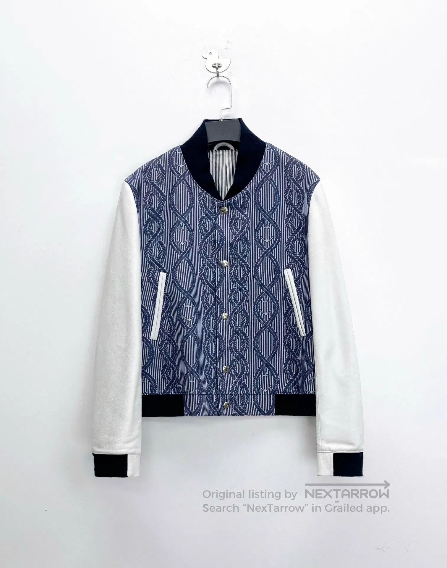 Thom Browne Thom Browne Anchor Ribbed Leather Patch Baseball Jacket. Size US S / EU 44-46 / 1 - 1 Thumbnail