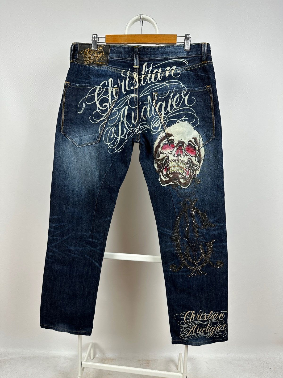 Christian buying audigier rhinestone jeans