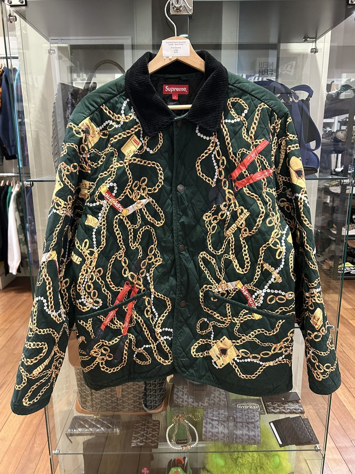 Supreme Supreme Chains Quilted Jacket - Dark Green Size US L / EU 52-54 / 3 - 1 Thumbnail