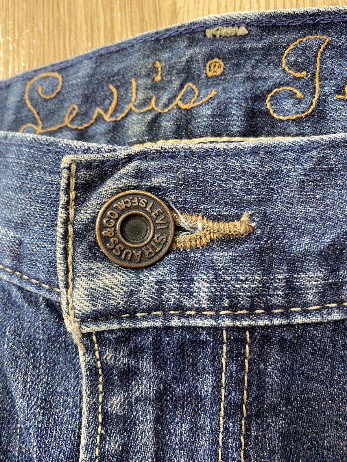 Levi's Levi’s Whiskers Blue Wash Style Buckle Back Distressed Jeans Size US 30 / EU 46 - 9 Thumbnail