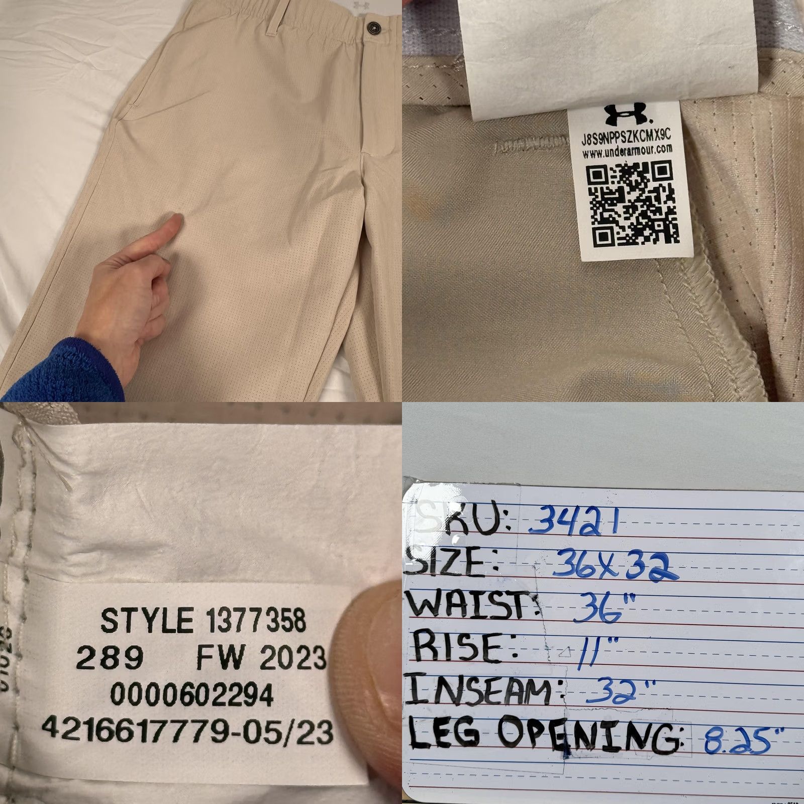 Under Armour Under Armour Golf Pants Mens 36x32 Beige Elastic Waist 100% Polyester Khakis Pockets Inseam 32 Golfcore Nike Size US 36 / EU 52 - 8 Thumbnail
