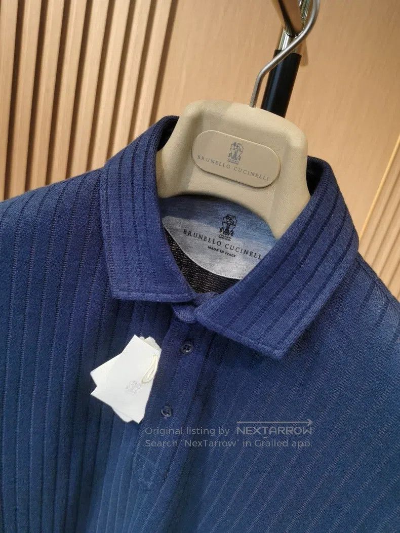 Brunello Cucinelli Brunello Cucinelli Cotton Linen Rib Knit Polo Shirt Size US S / EU 44-46 / 1 - 5 Thumbnail