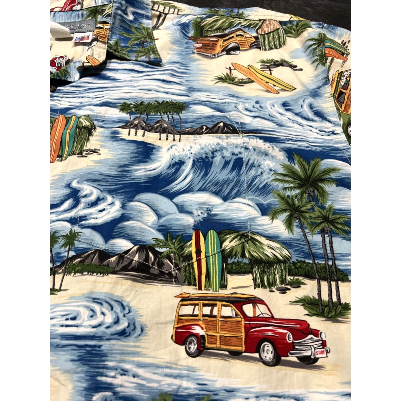 Vintage HIGH SEAS TRADING CO Men’s Surfing Themed Short Sleeve Button Hawaiian Shirt 4XL Blue Surfing Themed Hawaiian Shirt Mens Big & Tall Button-Up 4XL Size US XXL / EU 58 / 5 - 4 Thumbnail