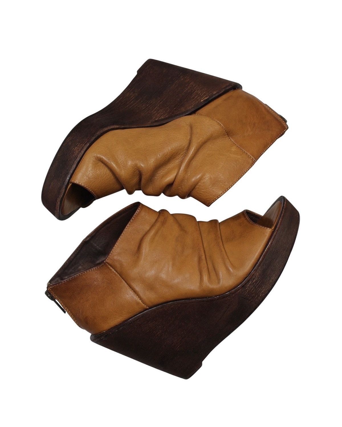 Designer 2000S INITIAL LEATHER WEDGE BOOTS – VERO CUOIO MADE Size US 7 / IT 37 - 4 Thumbnail