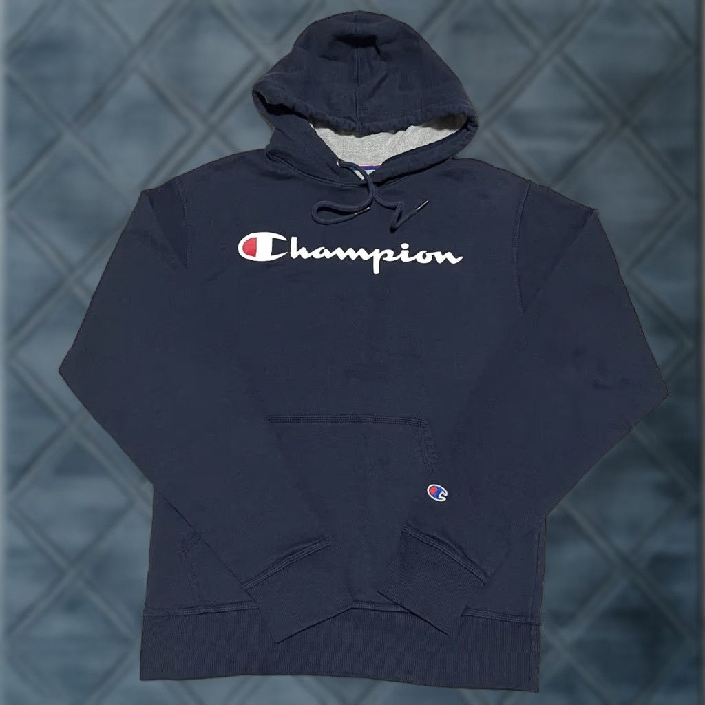 Champion Champion Hoodie Mens Small Navy Blue Logo Embroidered Pockets Heavyweight Pullover Cotton Polyester Knit Sweatshirt Classic Sports Vintage Size US S / EU 44-46 / 1 - 1 Thumbnail