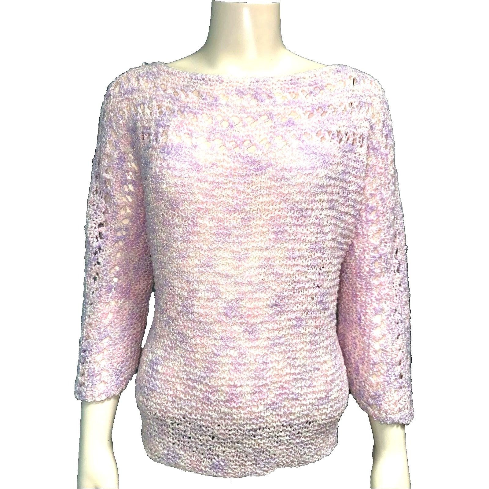Other CCC Pink Purple Handmade Crochet Sweater Bell Sleeves Pastel Size M / US 6-8 / IT 42-44 - 1 Thumbnail