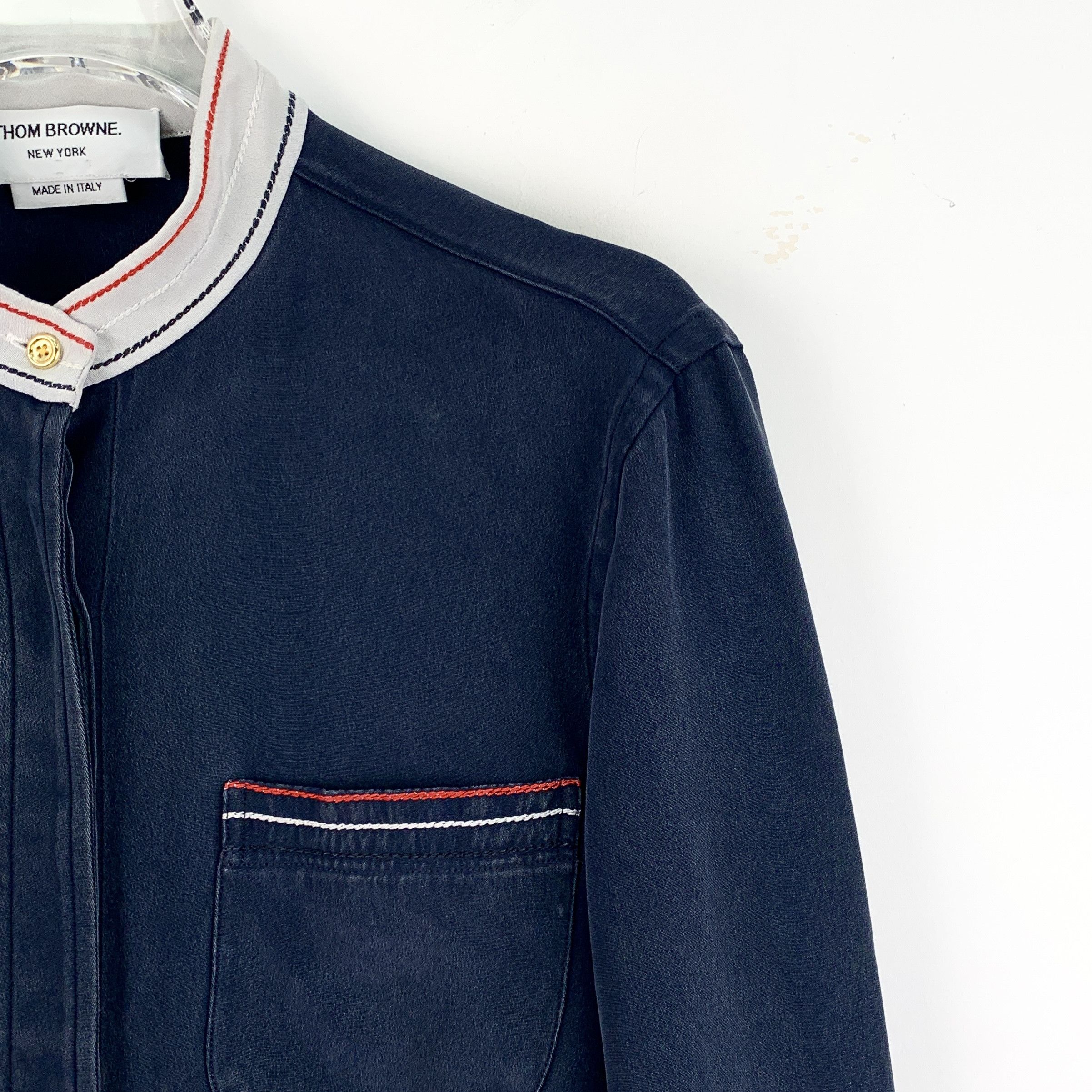 Thom Browne Thom Browne Navy Stripe Cotton Shirt (38) Size XS / US 0-2 / IT 36-38 - 8 Thumbnail