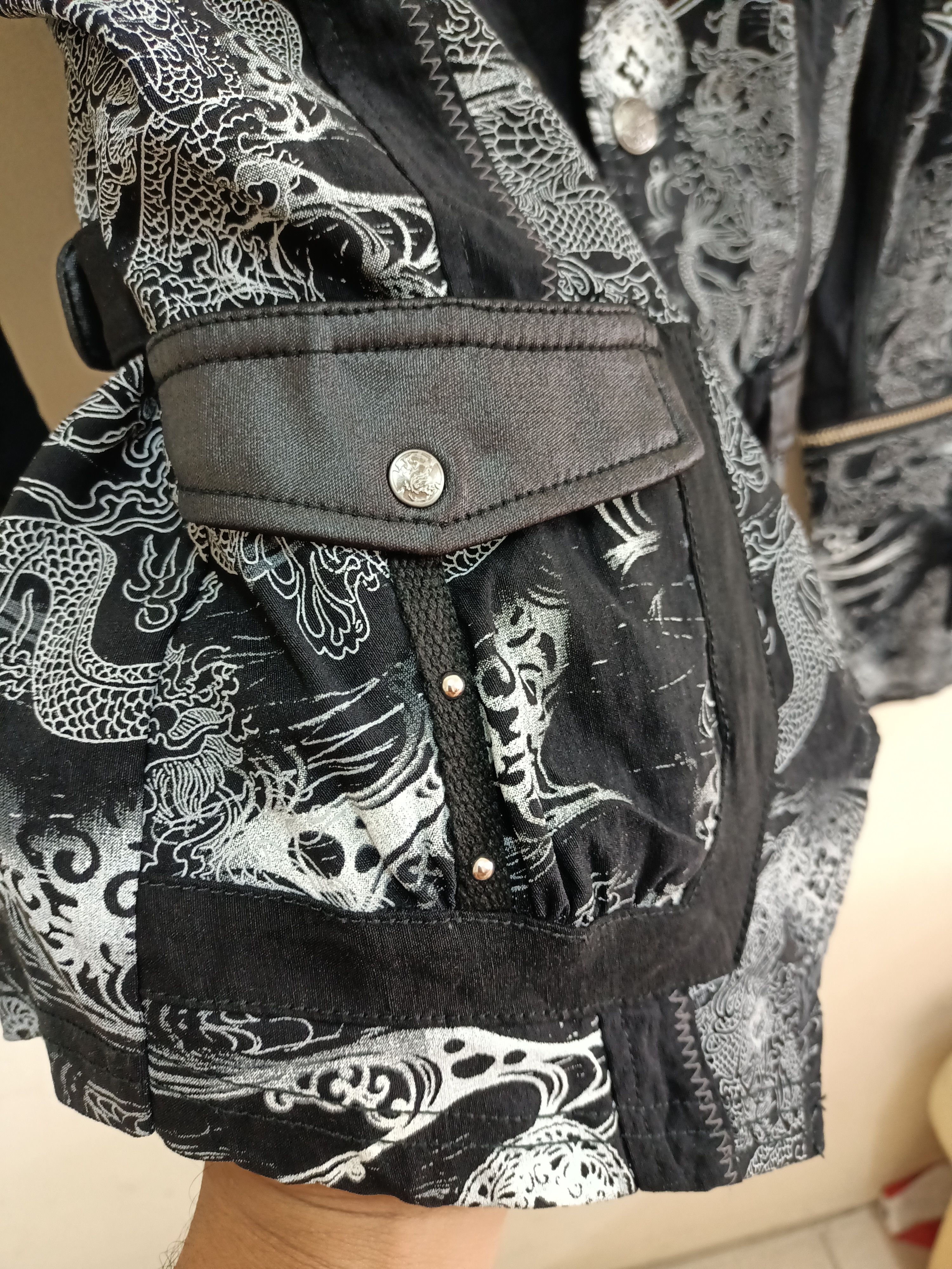 Designer × Japanese Brand Ozz Cross Dragon print black gothic stretch zipper jacket Size M / US 6-8 / IT 42-44 - 6 Thumbnail