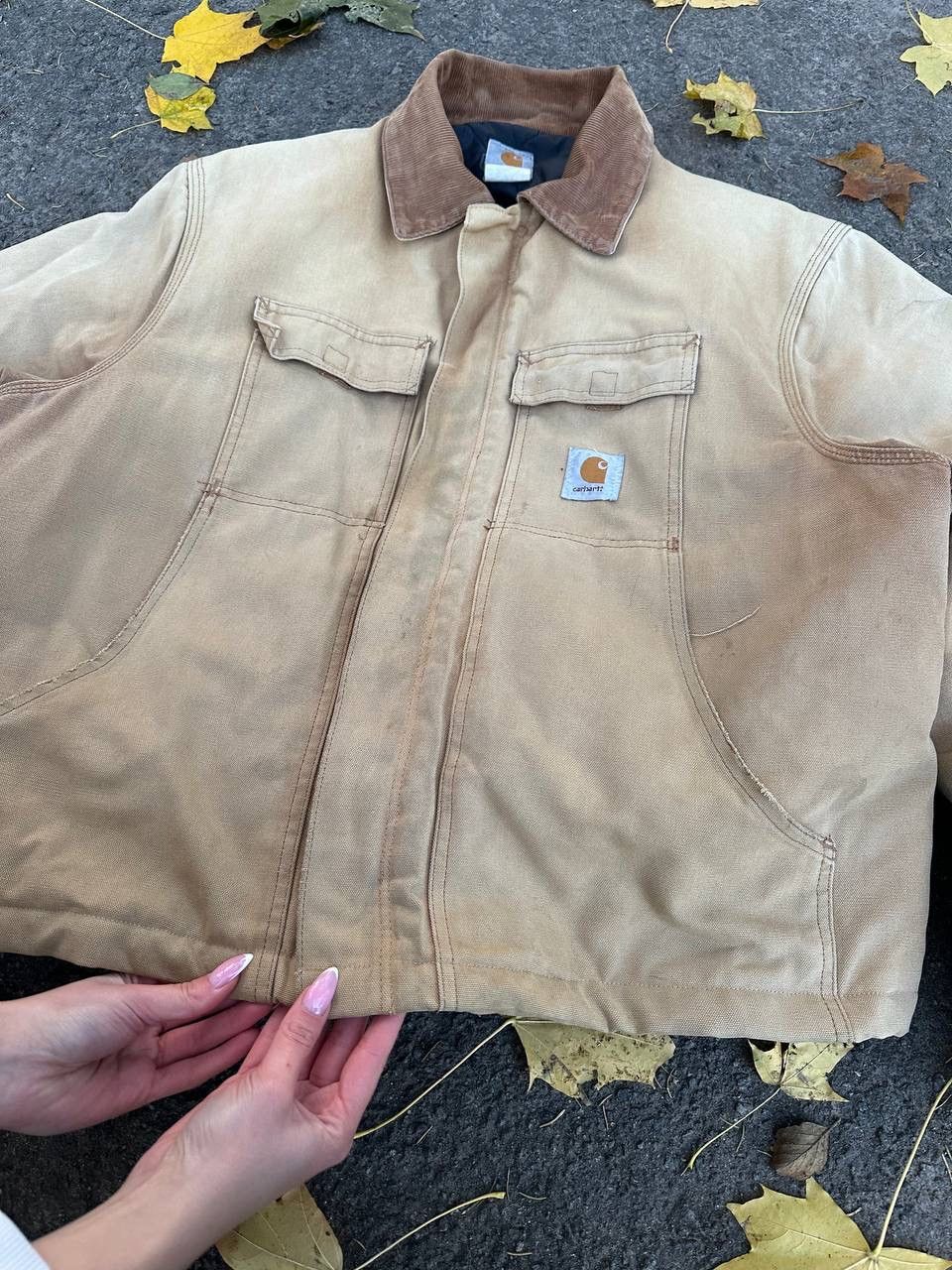 Carhartt 90s Carhartt Work Natural Sun Faded Distressed Detroit Boxy Size US L / EU 52-54 / 3 - 11 Thumbnail