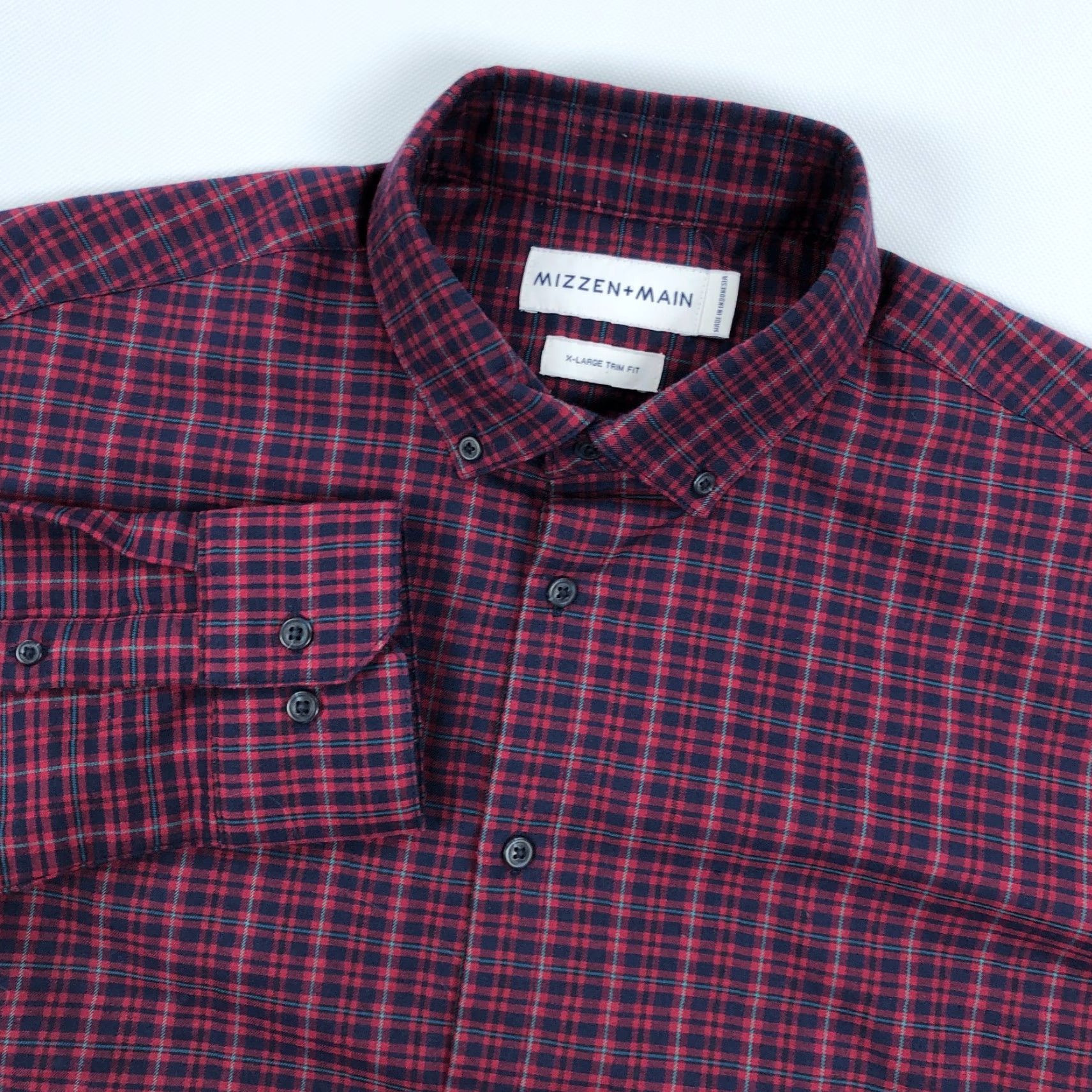 Mizzen+Main Mizzen+Main Shirt Mens XL Trim Button-Down Flannel Plaid Pattern Multicolor Long Sleeve Collar Shirt Size US XL / EU 56 / 4 - 2 Thumbnail