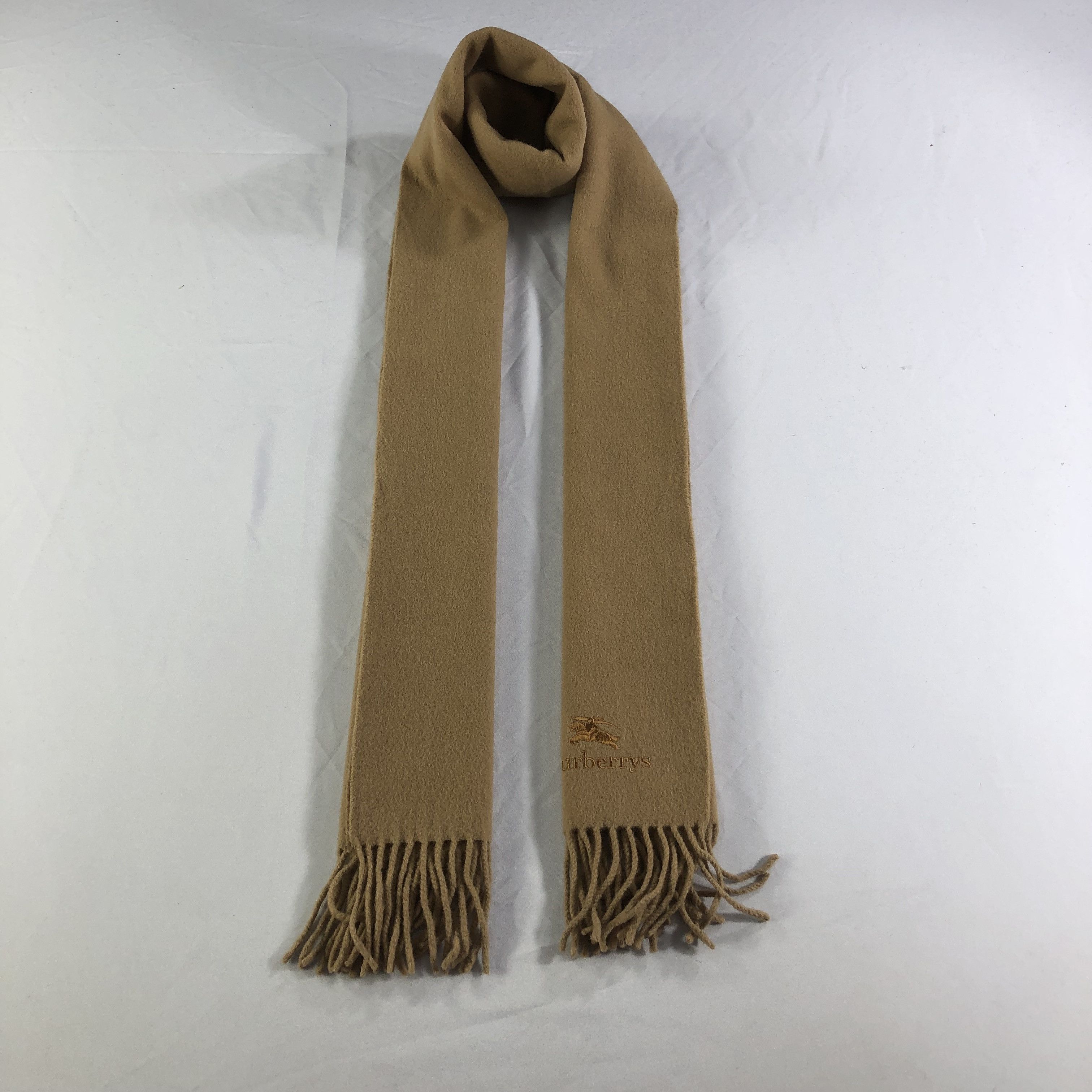 Burberry Burberrys Plain Tan Wool Scarf Muffler V1648 Size ONE SIZE - 1 Thumbnail