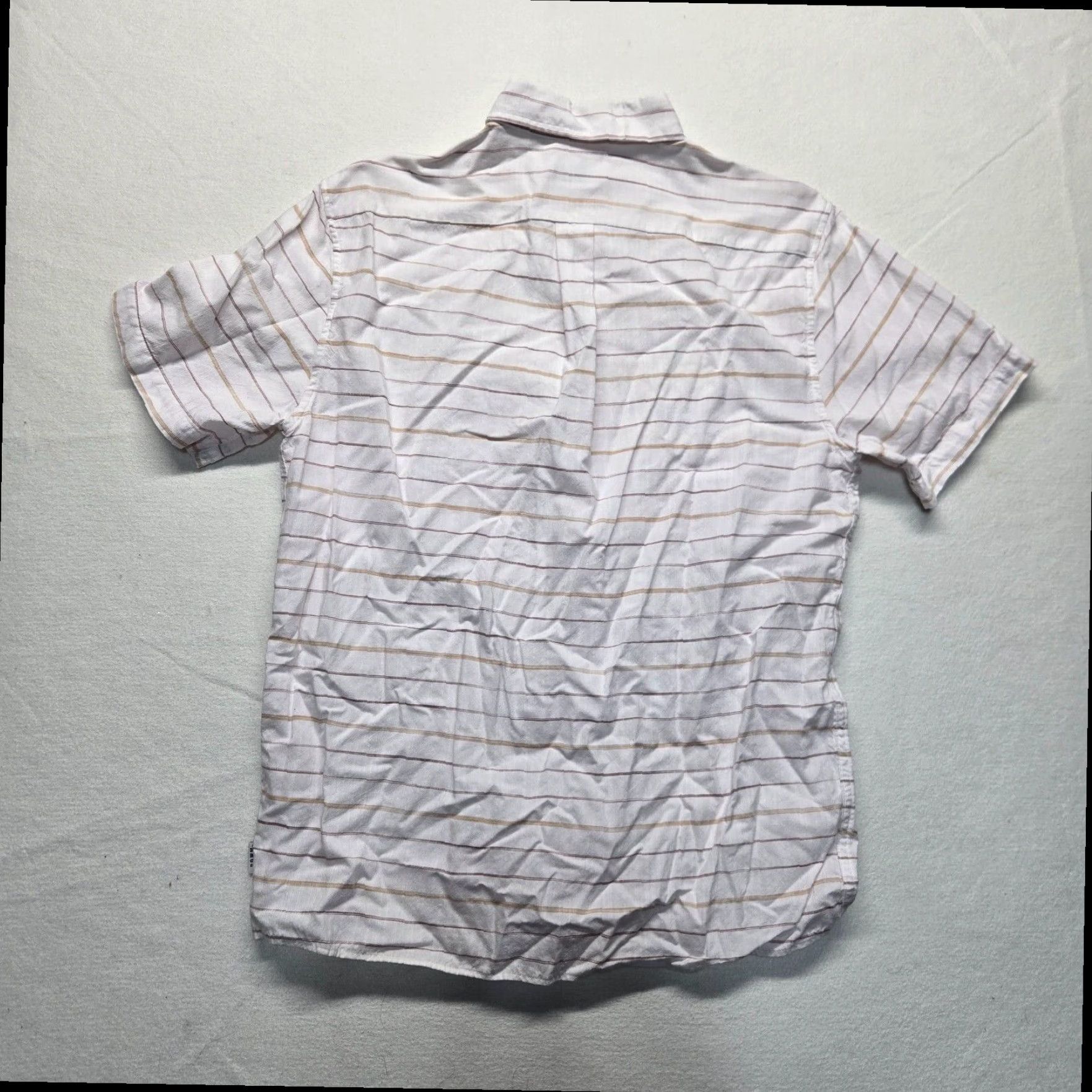 Vintage Rowm Men's White Striped Short Sleeve Button Up Shirt Medium Size US M / EU 48-50 / 2 - 7 Thumbnail