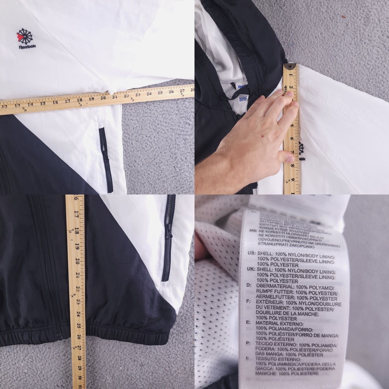 Reebok Reebok Jacket Mens M White Black Classic Track Windbreaker Retro Y2k Hoodie Size US M / EU 48-50 / 2 - 8 Thumbnail