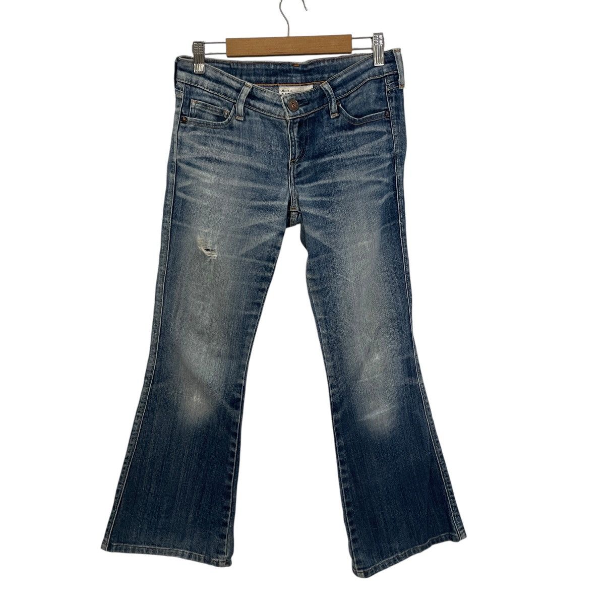 Japanese Brand Vintage Back Number Distressed Flare Denim Jeans Size 29" - 1 Thumbnail