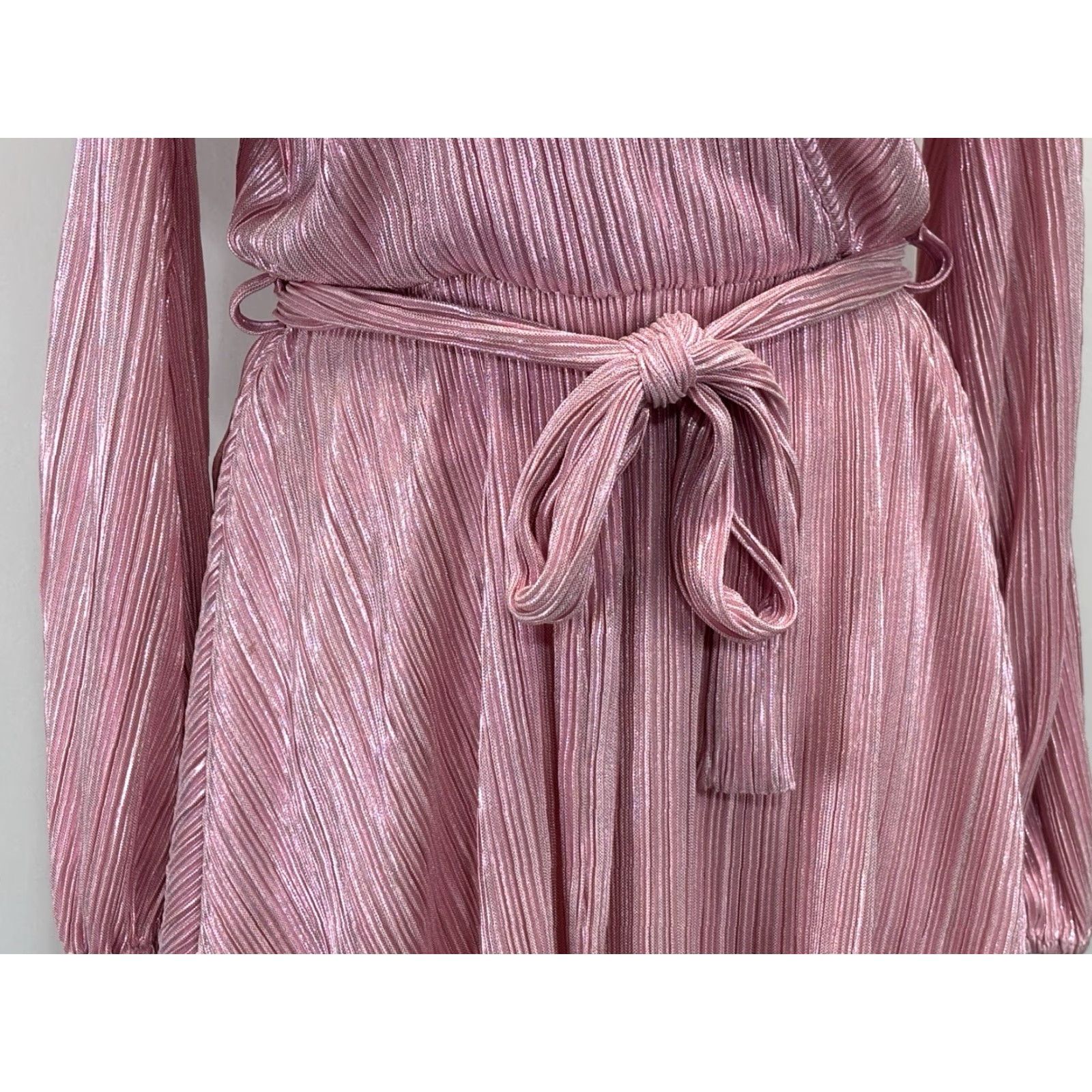 Vintage Bardot Bellies Dress Sz Small 6 Pink Pleated Faux Wrap Tie Party Cocktail Girly Size S / US 4 / IT 40 - 6 Thumbnail