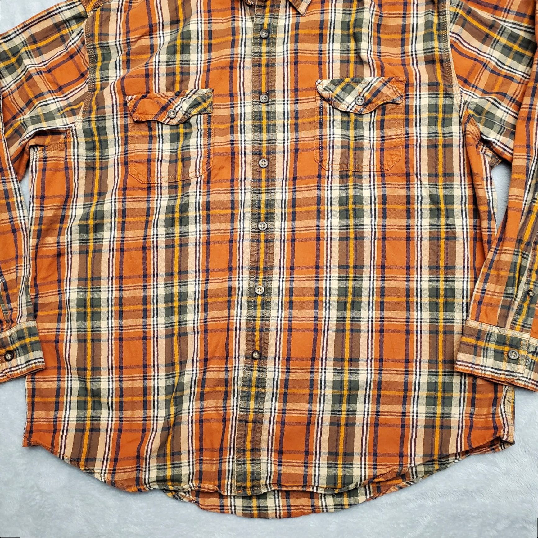 Vintage G.H. Bass Shirt Mens 2XL Orange Plaid Twill 100% Cotton Long Sleeve Casual Cabin Button-Up Shirt Mens Size US XXL / EU 58 / 5 - 3 Thumbnail