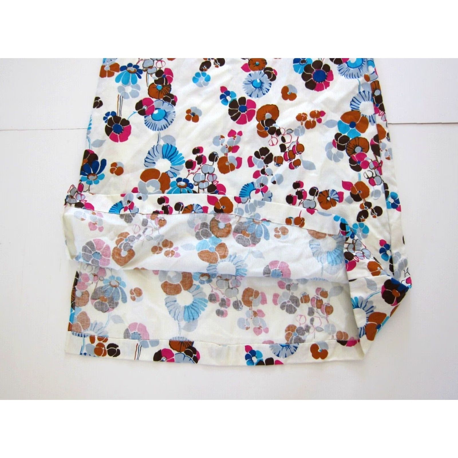 Pinko VINTAGE Handmade White Pink Blue Floral Short Sleeve Sheath Shift Tunic Dress L Size 36" / US 14 / IT 50 - 7 Thumbnail