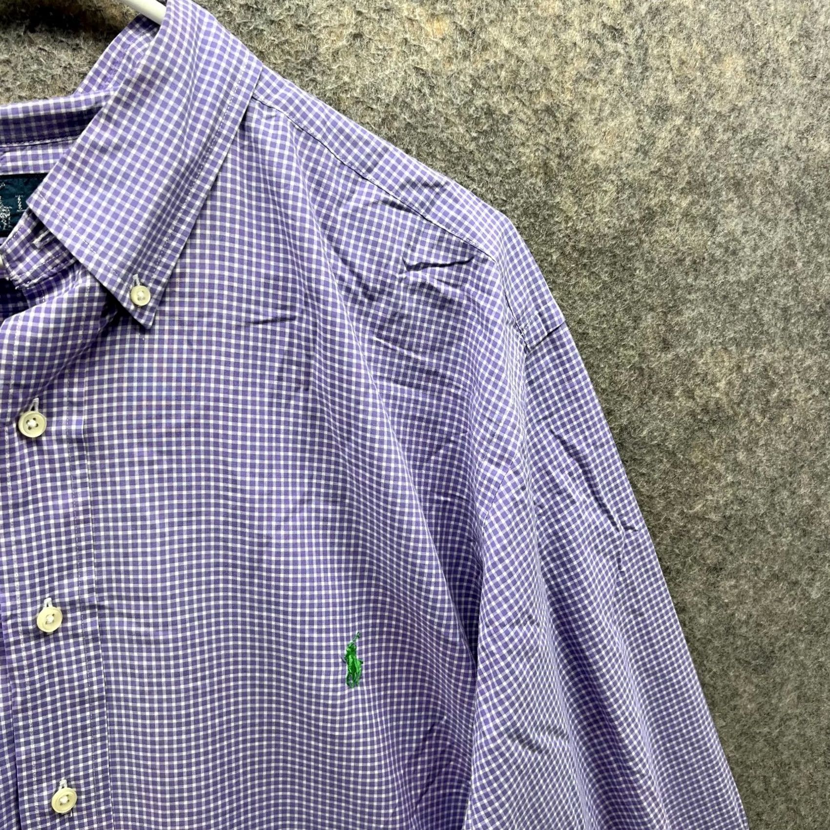 Ralph Lauren VINTAGE Ralph Lauren Shirt 2XB Men Button-Down Gingham Purple Pony Classic Fit Regular Big & Tall Boyfriend? Size US XXL / EU 58 / 5 - 7 Thumbnail