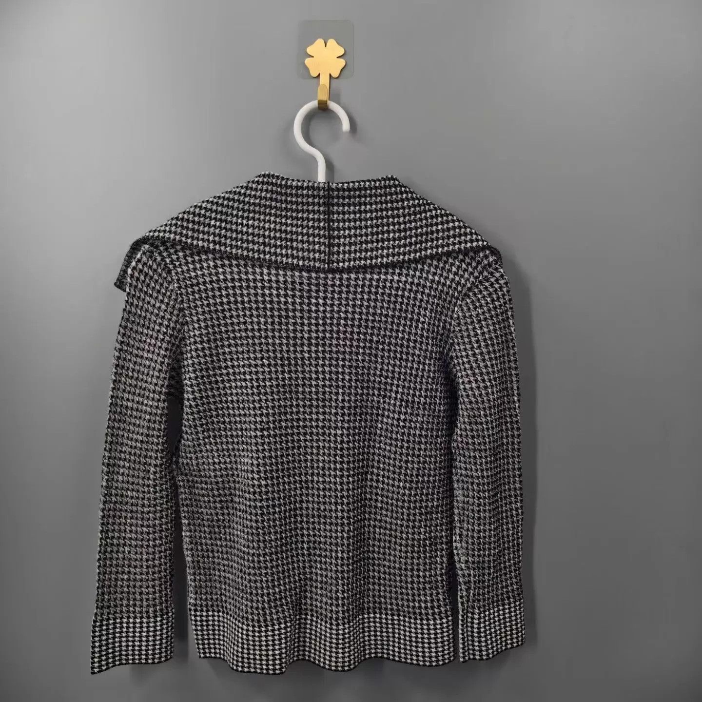 Dior DIOR Houndstooth Bow Collar Short-Sleeve Knit Top 34/99 Size XS / US 0-2 / IT 36-38 - 2 Thumbnail
