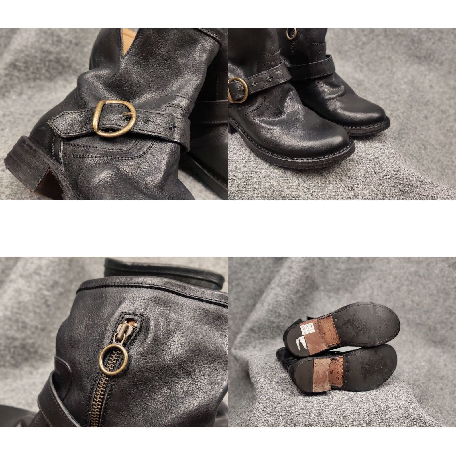 Vintage Fiorentini + Baker Side Zip Black Leather Eli Moto Ankle Boots Women Adult 35 EU 5 US Zip - Leather - Comfort Plus - Motorcycle Bike Style - Boot Size US 5 / IT 35 - 9 Thumbnail