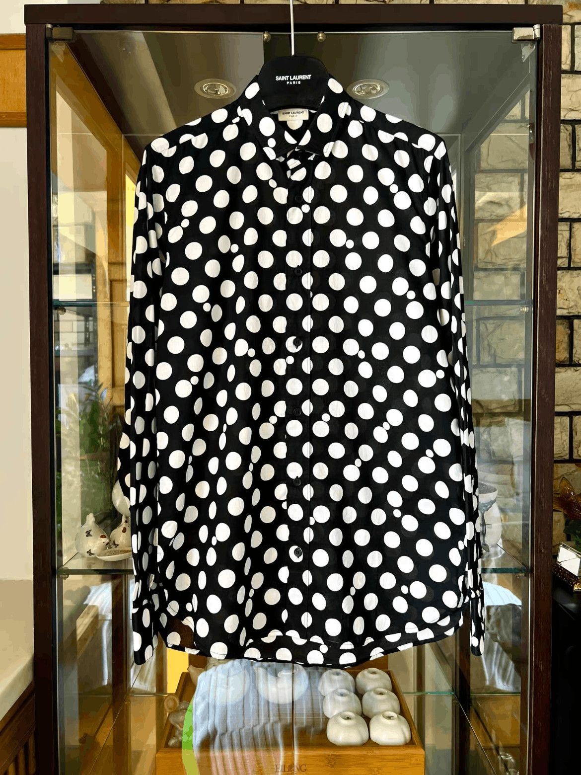 Saint Laurent Paris Saint Laurent Paris Sz 37 Saint Laurent Paris White Poke D Size US S / EU 44-46 / 1 - 1 Thumbnail