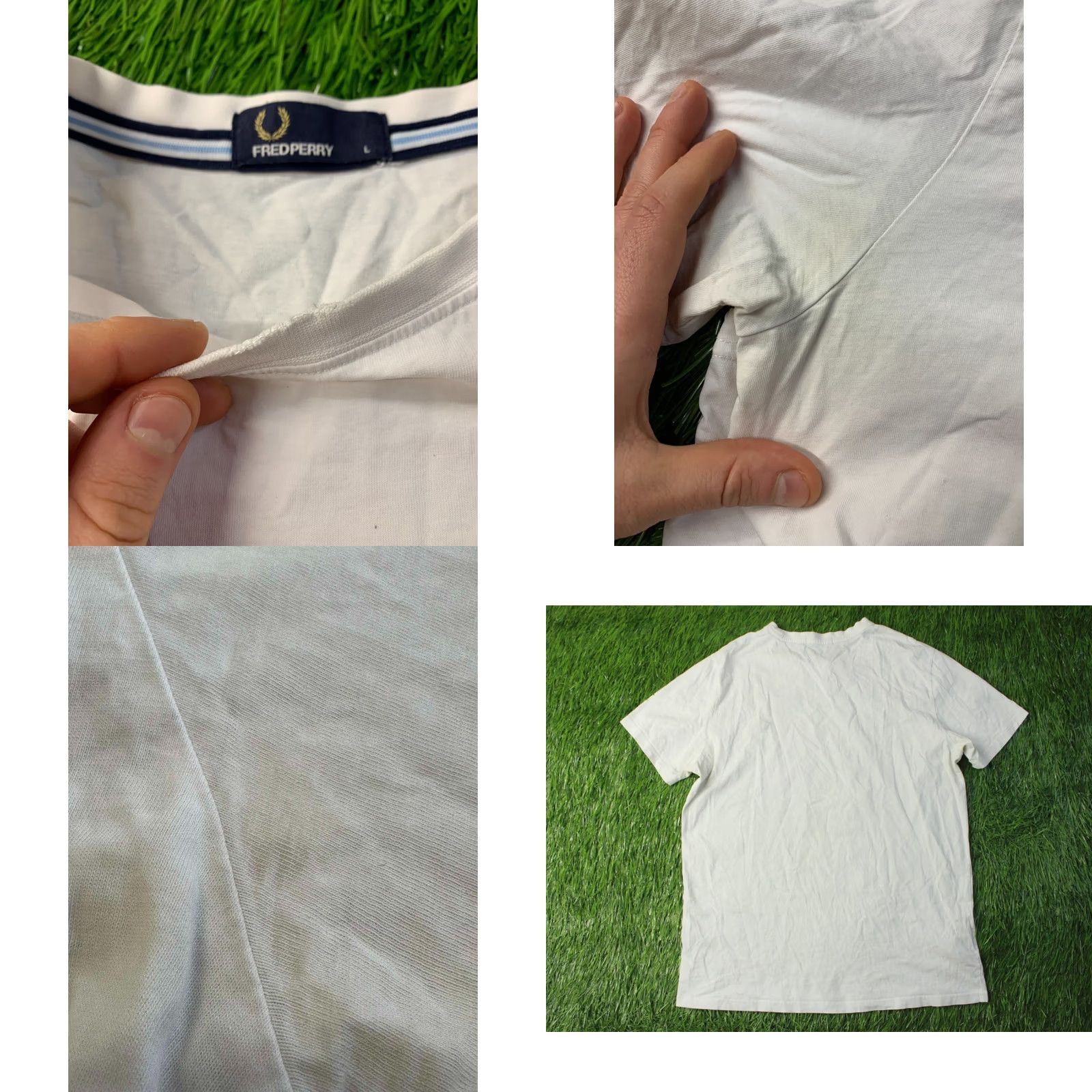 Fred Perry FRED PERRY ORIGINAL MEN CASUAL SHORT SLEEVE SHIRT T-SHIRT JERSEY SIZE L LARGE White Crew Neck 100% Cotton Jersey Men's T-Shirt Basic Shirt Size US L / EU 52-54 / 3 - 8 Thumbnail