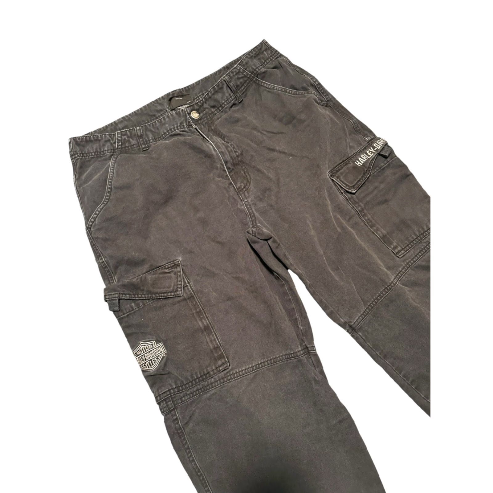 Harley Davidson Harley Davidson Mens Black Cargo Riding Pants Baggy Skater Y2K Biker 36x36 Mens 36 Inseam Wide-Leg Casual Cargo Pants Size US 36 / EU 52 - 3 Thumbnail