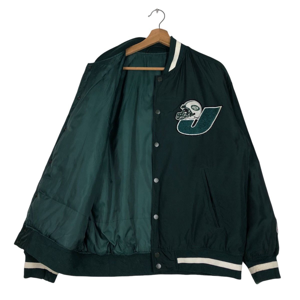 Japanese Brand 📌Vintage Bomber Jacket NFL New York Jets Big Logo Size US L / EU 52-54 / 3 - 12 Thumbnail