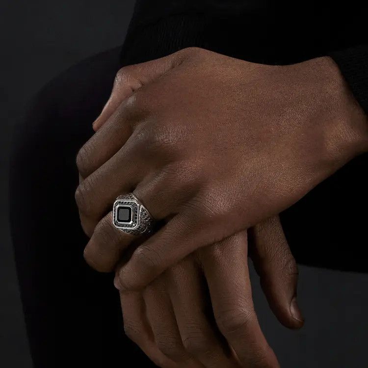 David Yurman o1w1db11025 R25784M /Size 8 /Rings in Silver/Black Size ONE SIZE - 2 Thumbnail