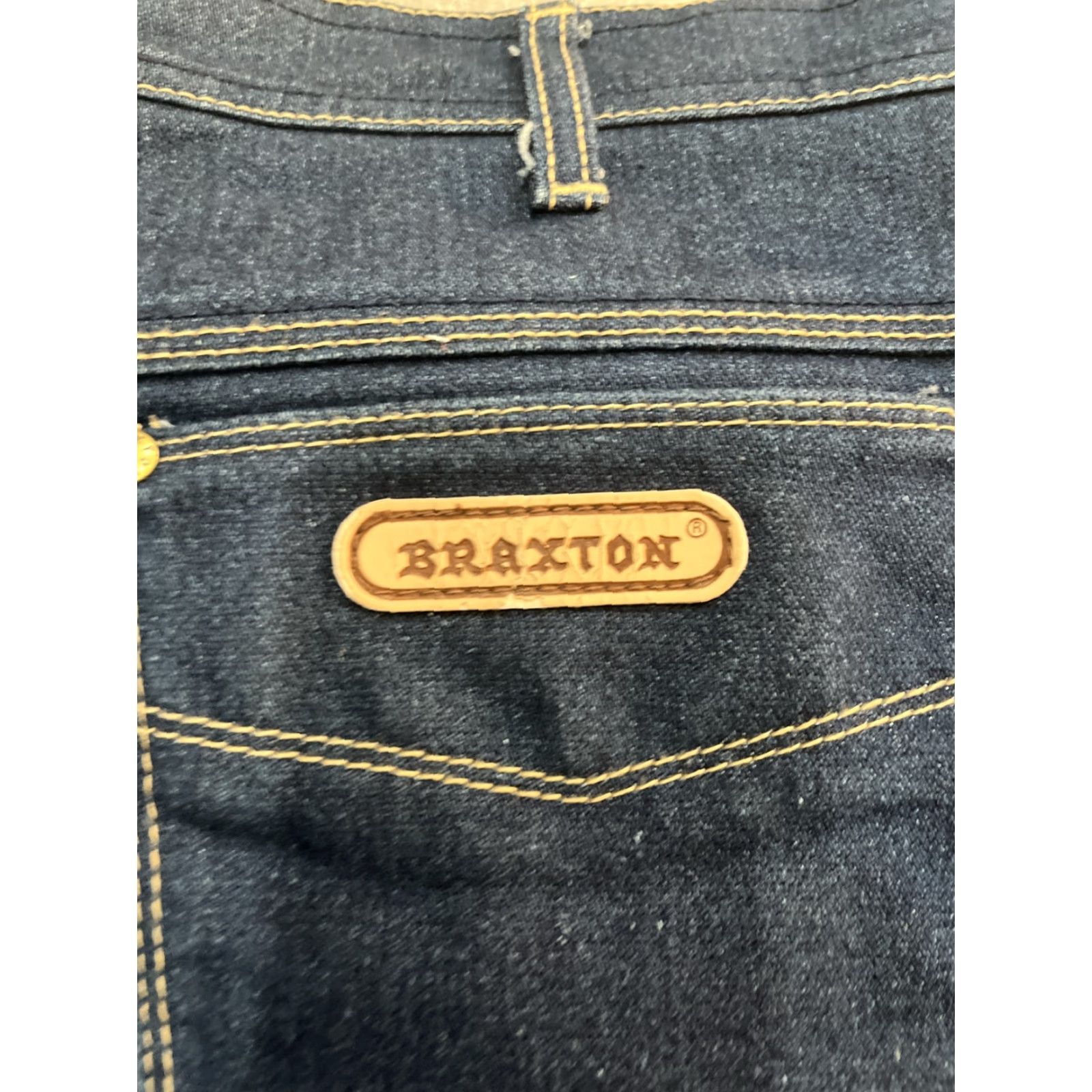 Denime VINTAGE Braxton Jeans Men’s 36 x 28 Dark Blue Work Denim 5-Pocket Straight Hats? Size US 36 / EU 52 - 2 Thumbnail