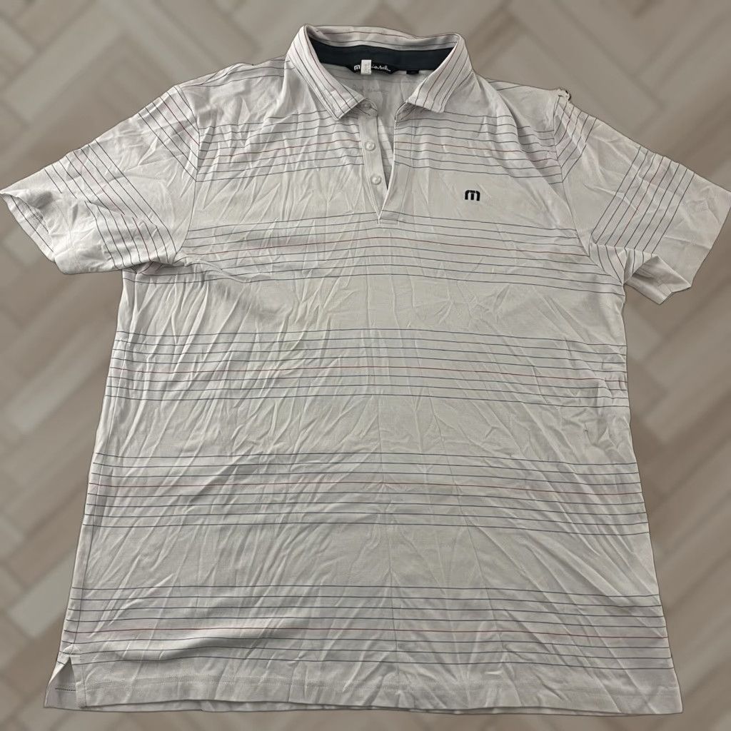 TravisMathew Travis Mathew Short Sleeve Striped Button-Up Golf Polo Shirt Mens XXL White Size US XXL / EU 58 / 5 - 1 Thumbnail