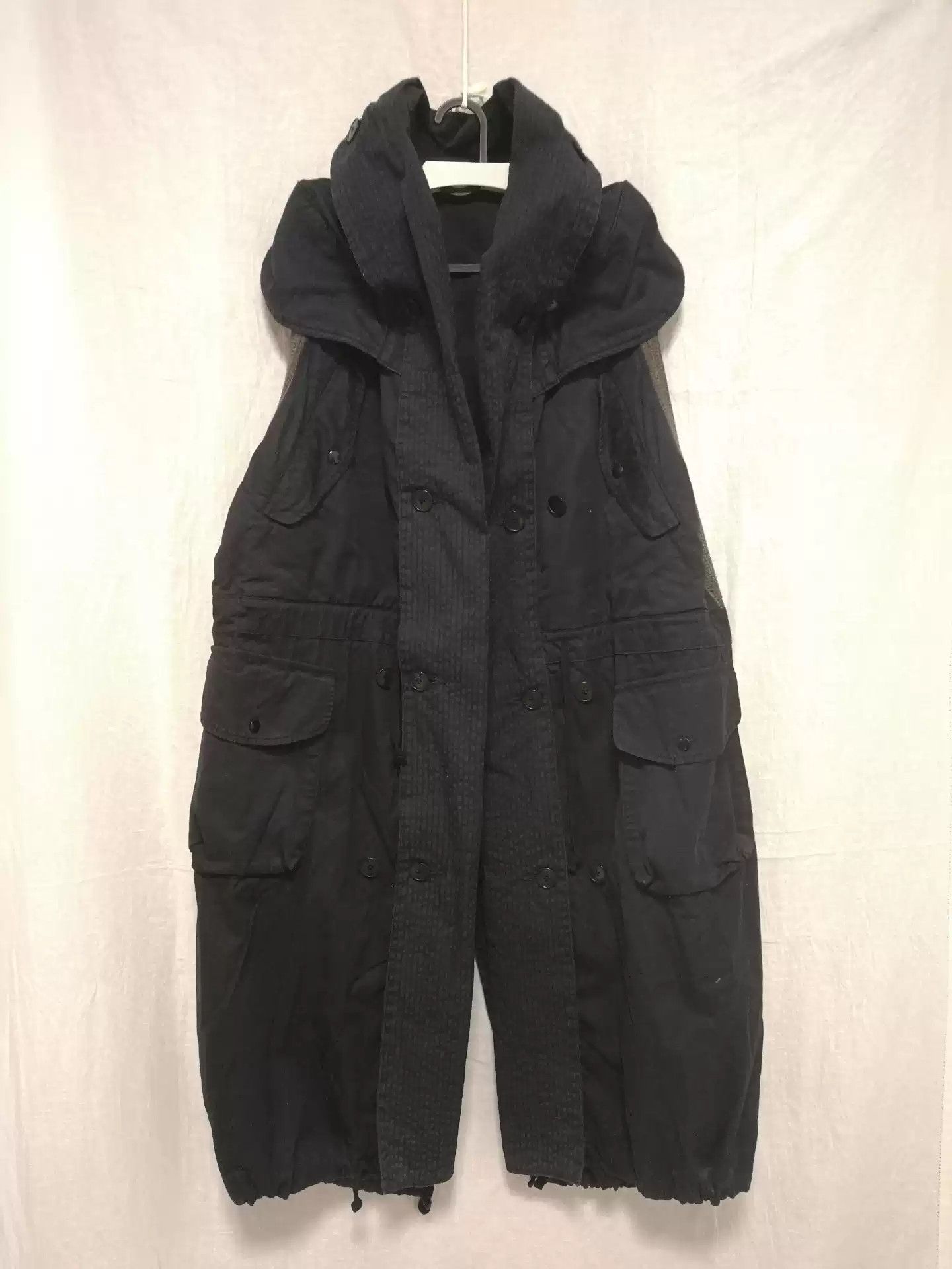 image of Kapital Out-Of-Print Trench Coat Silhouette Vest in Navy, Men's (Size Small)