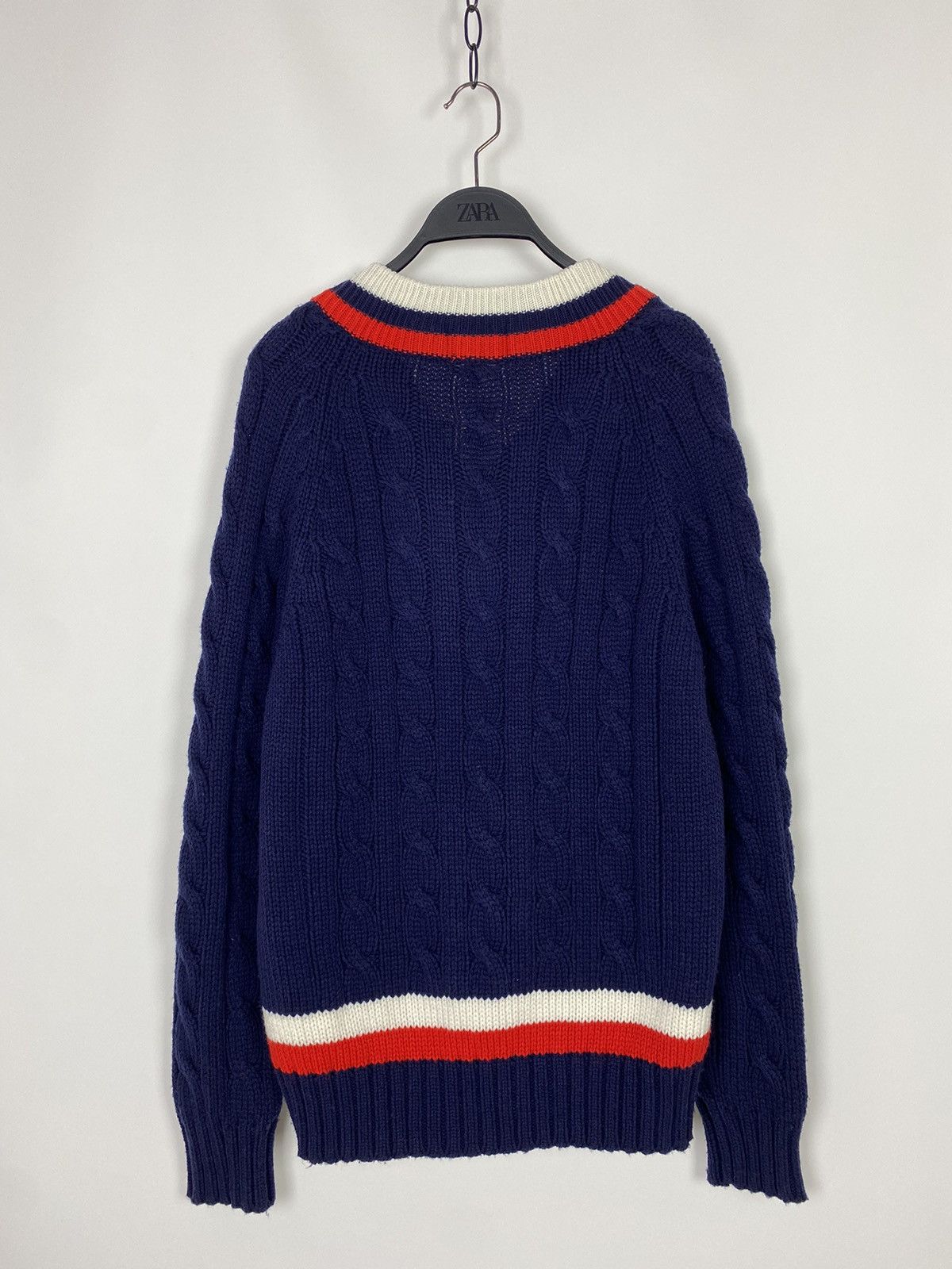 Lacoste 1980’s Vintage Izod Lacoste Cable Knit V-Neck Sweater Size US L / EU 52-54 / 3 - 7 Thumbnail