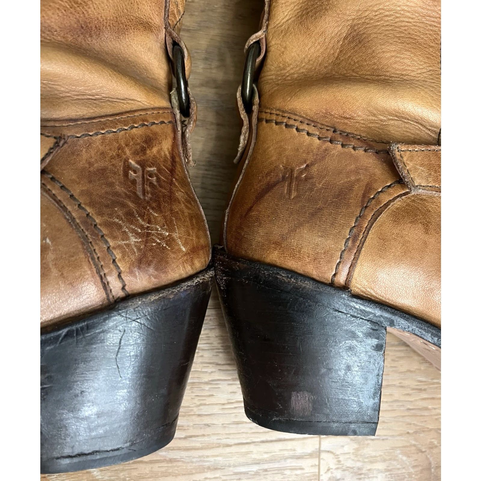 Frye FRYE Carmen Harness Tall Boot Leather Riding Biker Boots Womens 8 C Brown Leather Block Heel Knee High 2-3in Size US 8 / IT 38 - 4 Thumbnail