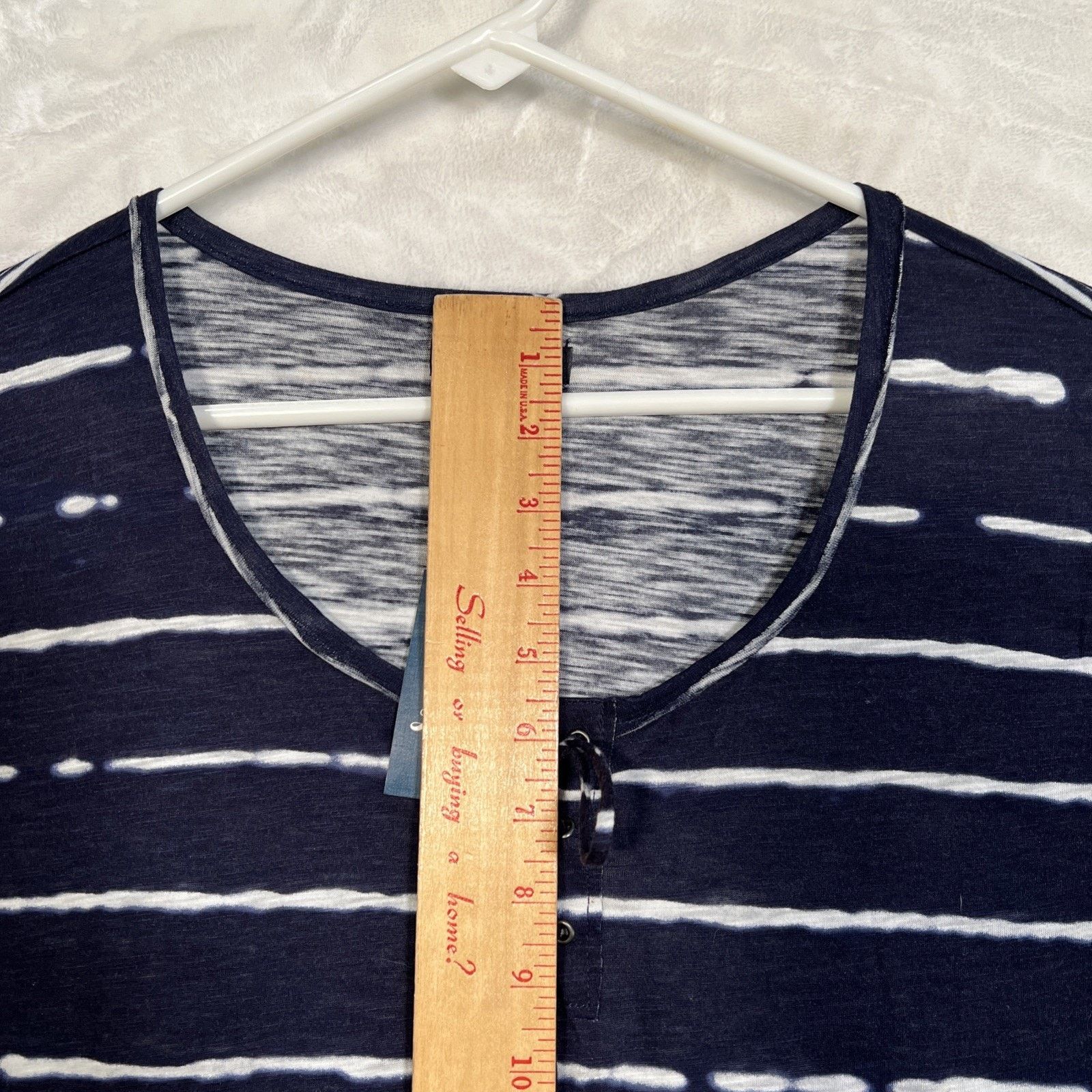 Lucky Brand Lucky Brand Live in Love Blouse 2X Embroidered Striped Blue Size XXL / US 16-18 / IT 52-54 - 7 Thumbnail