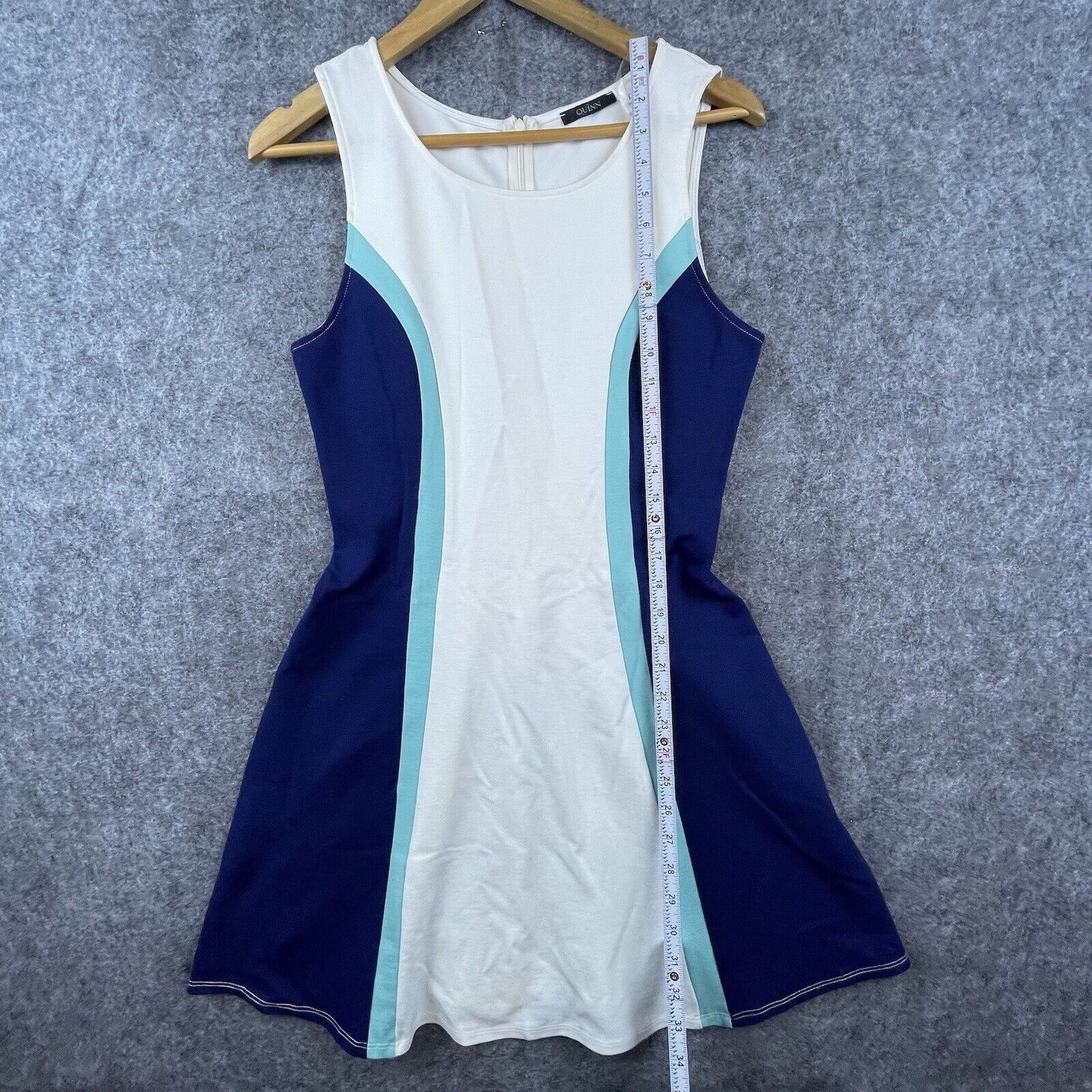 Quinn Quinn Dress Large White Blue Colorblock Sporty Stretch Size L / US 10 / IT 46 - 6 Thumbnail