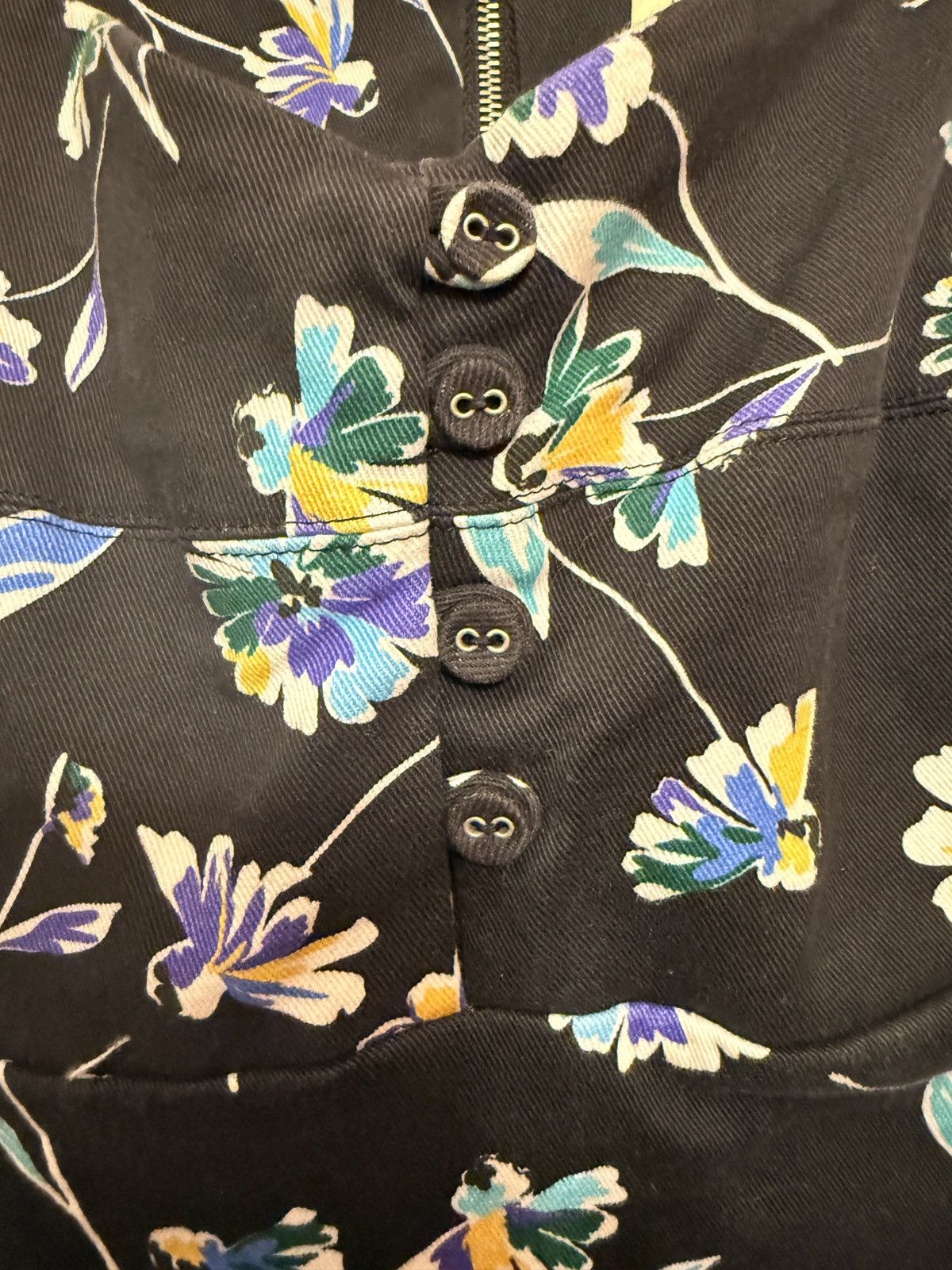 NICHOLAS NICHOLAS Lydia Black Floral Print Mini Short Puff Sleeves Size L / US 10 / IT 46 - 5 Thumbnail
