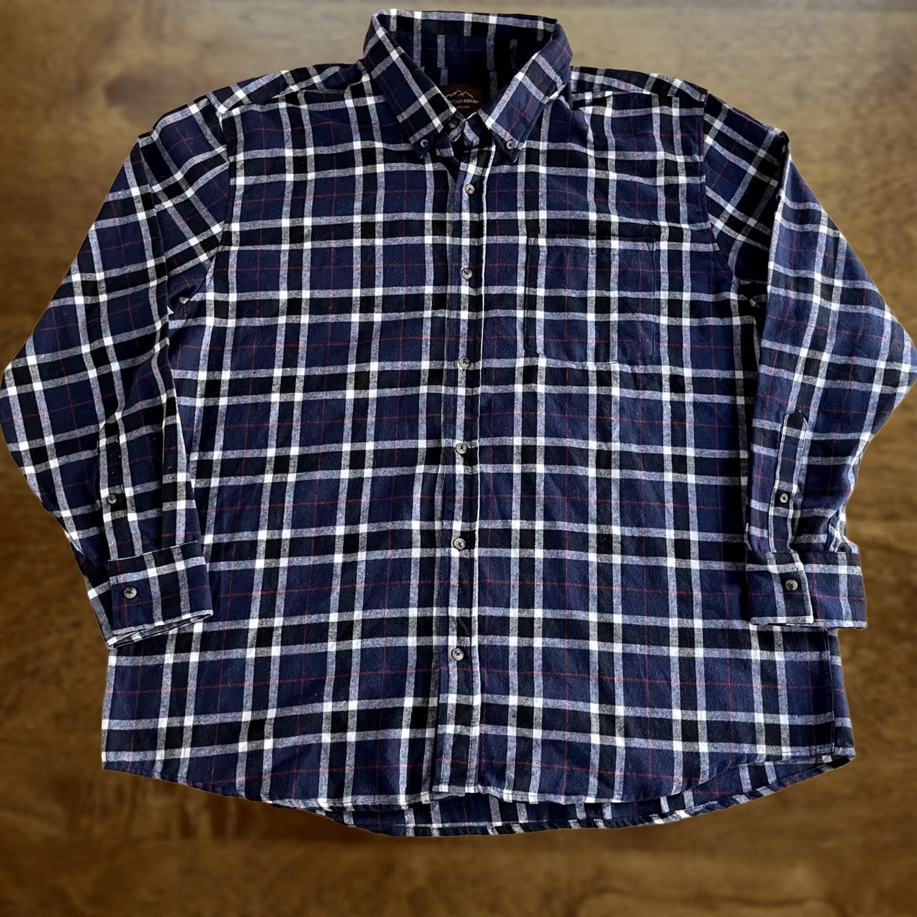 Vintage VINTAGE Mountain Ridge Shirt Mens 4XL Navy Plaid Long Sleeve Button Up Flannel Shirt Size US XXL / EU 58 / 5 - 1 Thumbnail