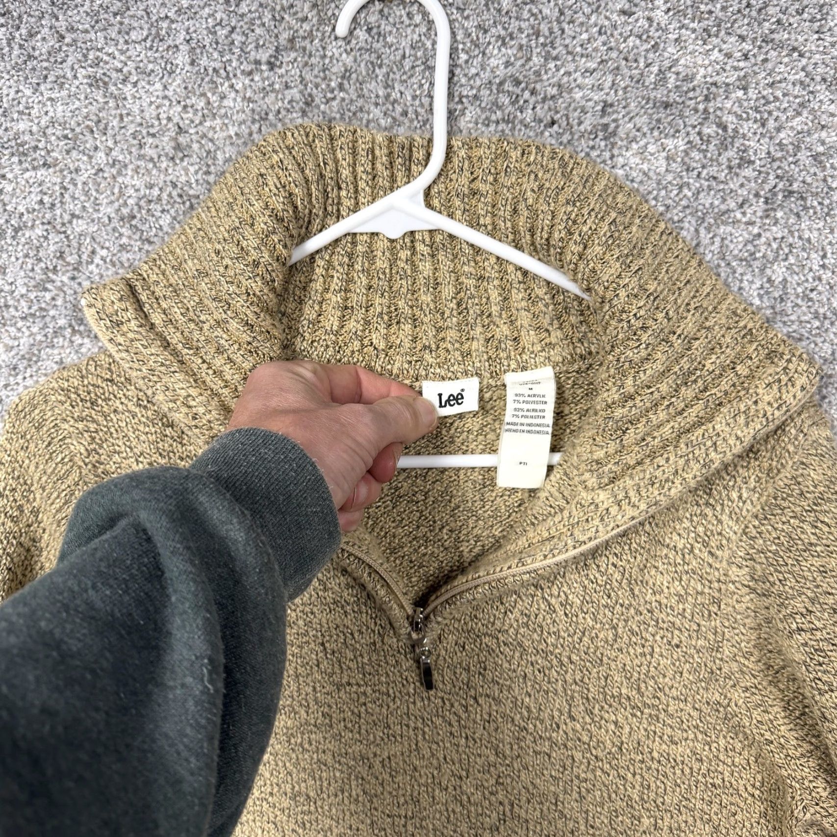 Lee Lee Sweater Mens M Brown 1/4 Zip Mock Neck Knit Pullover Camel Brown Tight-Knit Light Pullover Autumn Winter Casual Travel Size US M / EU 48-50 / 2 - 5 Thumbnail