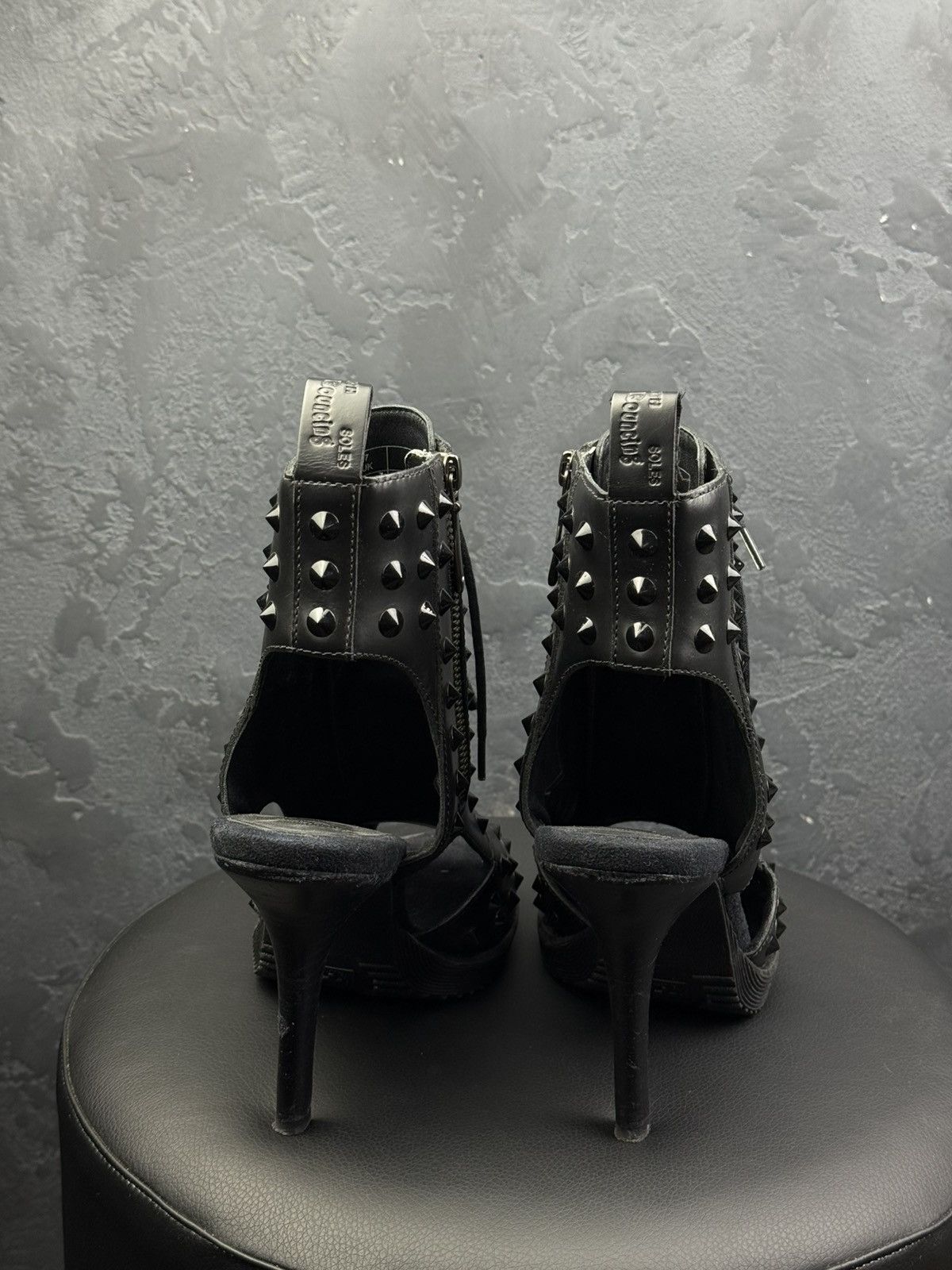 Dr. Martens Dr Martens Yasmin Black Studded Open Toe Lace Up Heels Size US 11 / IT 41 - 8 Thumbnail
